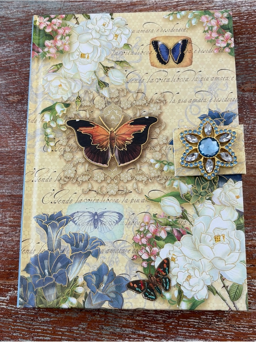 Punch Studio Journal Bluestar Splendor Diary Azure Brooch Butterfly